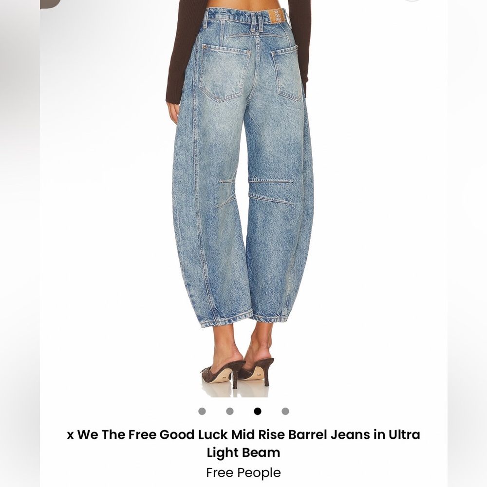 Free People x We The Free Good Luck Mid Rise Barrel Jeans in Ultra Light Beam 26 - Picture 7 of 9